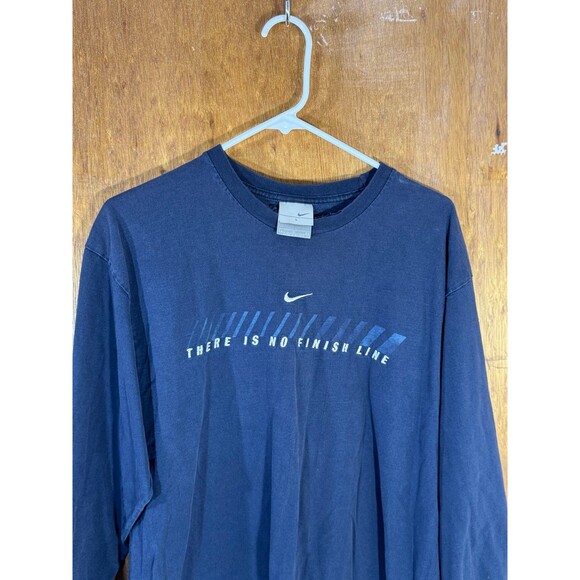 Vintage 90s Nike There Is No Finish Line Shirt Men’s Large Blue Swoosh - Picture 2 of 11